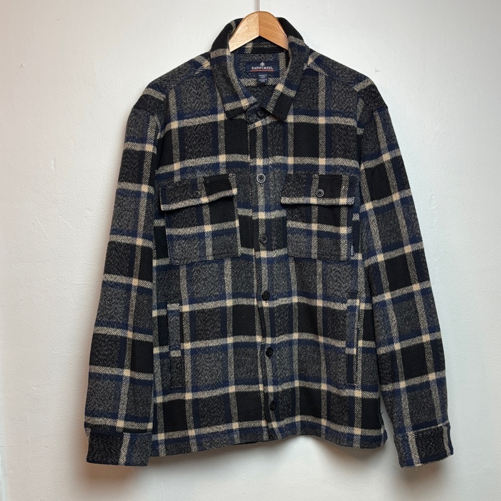 Rainforest Men’s Trailmaster Heavyweight Brushed‎ Flannel Button-Up Shirt Grey